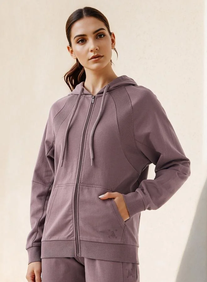 ADOT by Splash Panelled Zip Through Hooded Jacket
