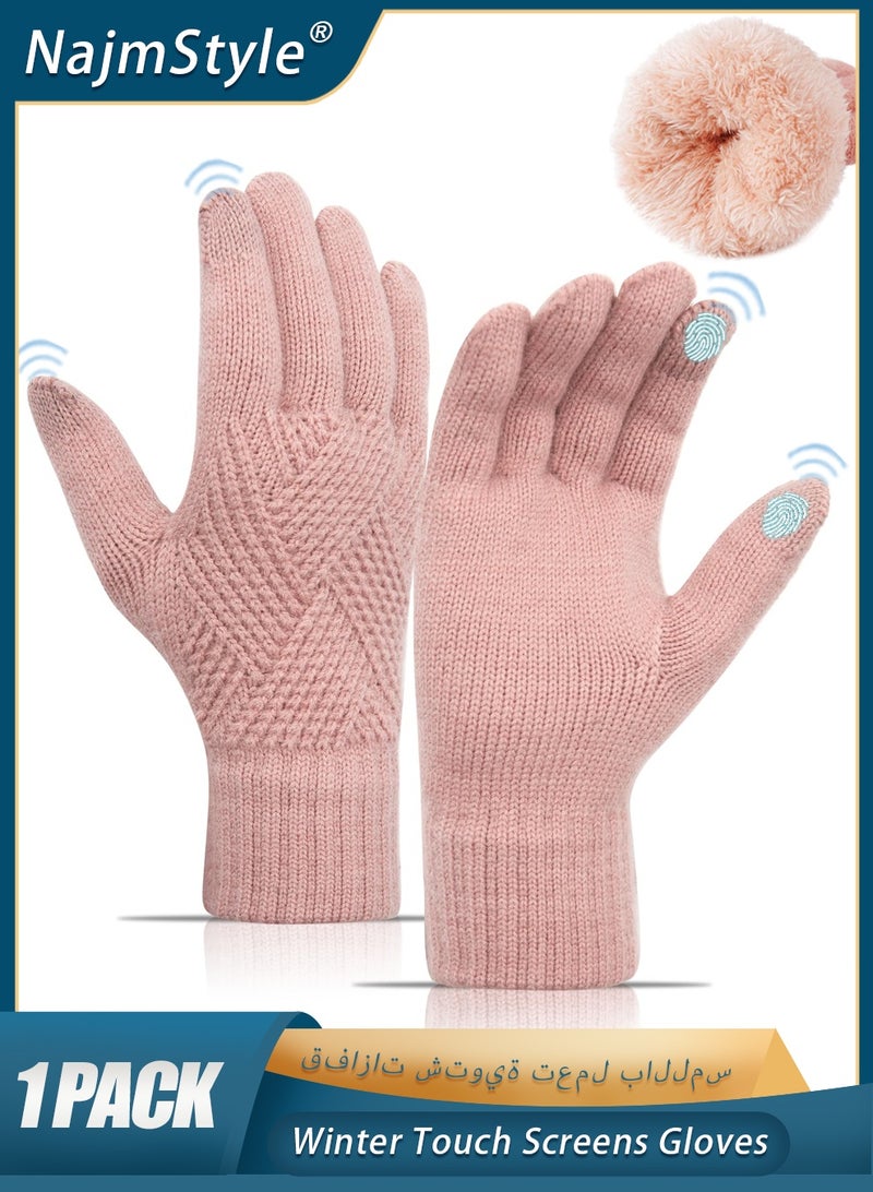 NajmStyle Long Keeper Winter Gloves for Women Men Touchscreen Knitted Gloves Soft Elastic Fleece Warm Glove for Driving Running Cycling - Image 1