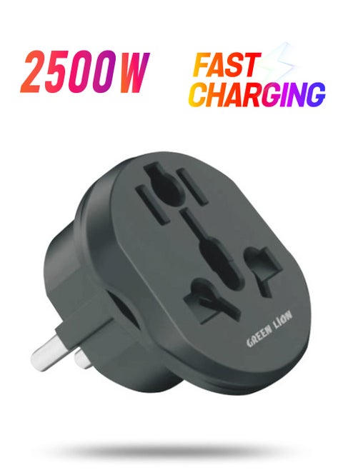 Universal Conversion EU Plug 2 Fast Charge with Power 2500W / Convenient and Portable / Multi-Country Conversion - Black