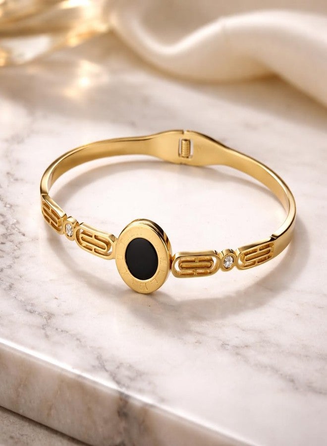 ANUVA Gold Tone Anti Tarnish Roman Dial Bracelet for Women and Girls | Minimal Luxury Bangle |Fashion Jewellery | Gift for Girls - Image 2