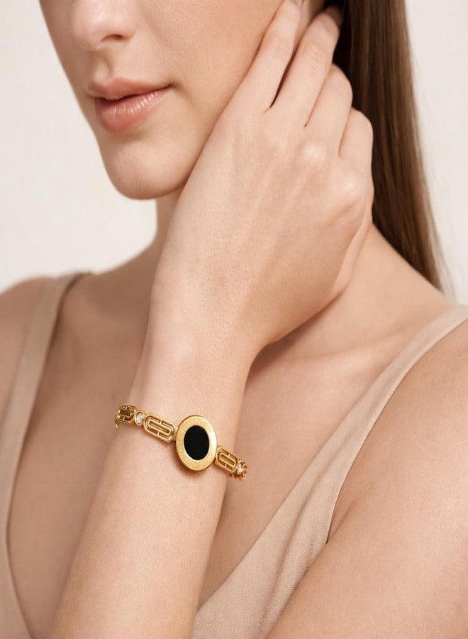 ANUVA Gold Tone Anti Tarnish Roman Dial Bracelet for Women and Girls | Minimal Luxury Bangle |Fashion Jewellery | Gift for Girls - Image 3