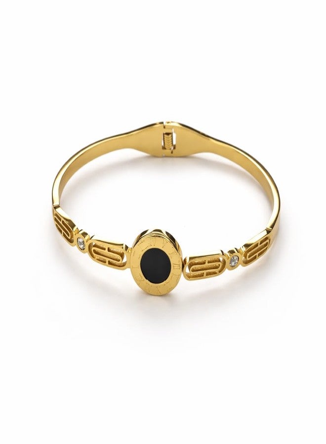 ANUVA Gold Tone Anti Tarnish Roman Dial Bracelet for Women and Girls | Minimal Luxury Bangle |Fashion Jewellery | Gift for Girls - Image 1