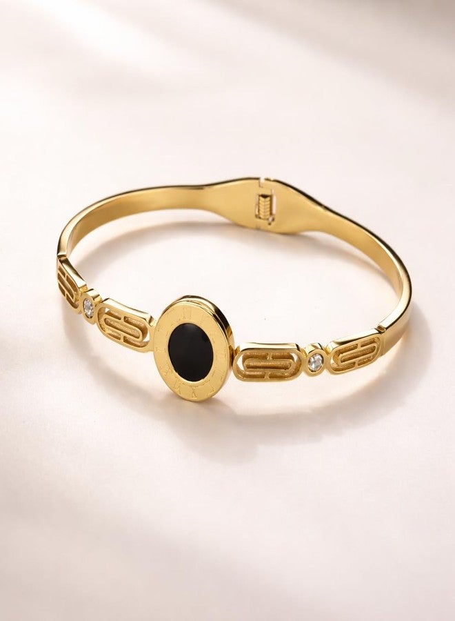 ANUVA Gold Tone Anti Tarnish Roman Dial Bracelet for Women and Girls | Minimal Luxury Bangle |Fashion Jewellery | Gift for Girls - Image 5