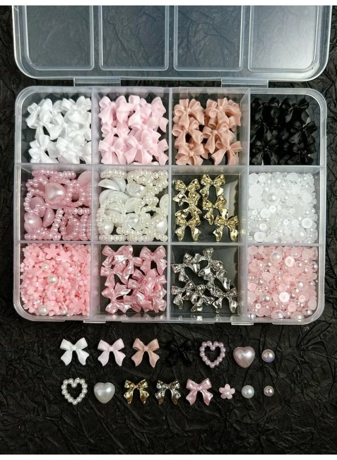 مجموعة أحجار الراين لتزيين الأظافر مع 12 شبكة، عقدة ثلاثية الأبعاد ودبابيس أظافر من اللؤلؤ، أشكال قلب القمر والنجمة، لتزيين الأظافر بنفسك، مع ملقط وقلم شمع، لأدوات تجميل الأظافر والوجه (ألوان مختلطة) - Image 5