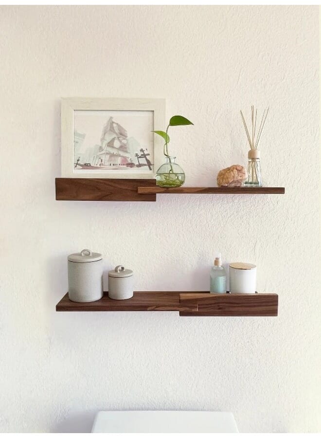 Home Gallery 2 Set Of Modern Wood Wall Shelves 70x20 cm - Image 1