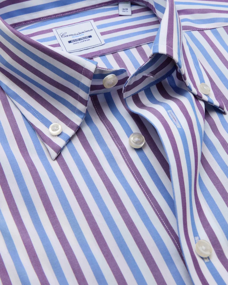 كاميتشسما Striped Poplin Non Iron Shirt