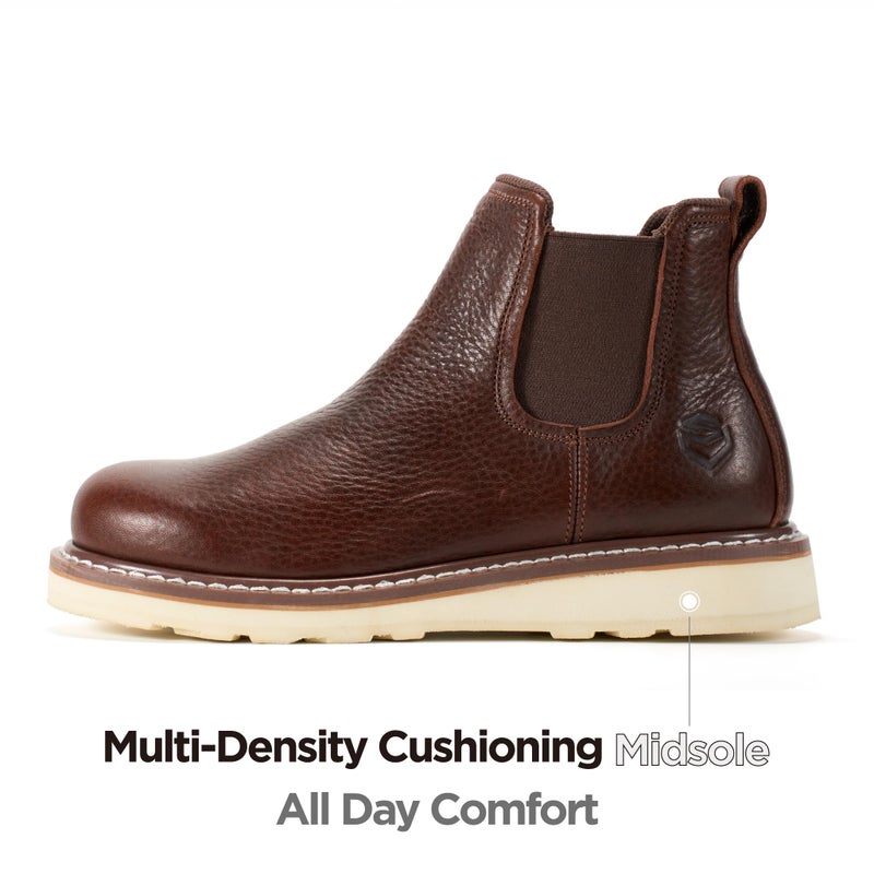 SUREWAY Men's Slip On Chlesea Work Boots for Men - Soft Toe,Lightweight Comfortable,Full Grain Leather,Slip-resistant Wedge Sole,Dark Brown,Size 10.5 - Image 4