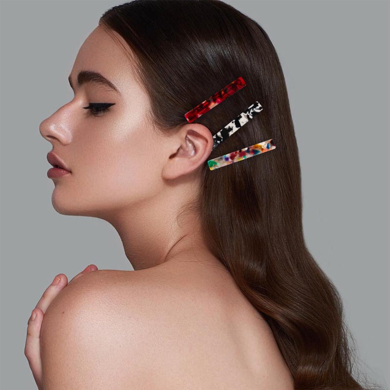 Fumwase 6PCS Hair Barrettes for Women Shell Hair Clip Hair Accessories Barrettes for Thick Thin Long Short Hair (Blue + Red + Color + White + Tortoiseshell + Black and white) - Image 5