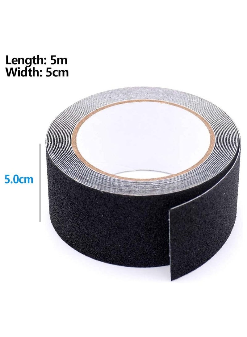 Non-Slip Tape,5Cm X 5M Strong Grip Abrasive Non-Slip Tape, Abrasive Tape, Safety Track Tape, Suitable For Stairs, Steps, Outdoor And Indoor(Black) - Image 2