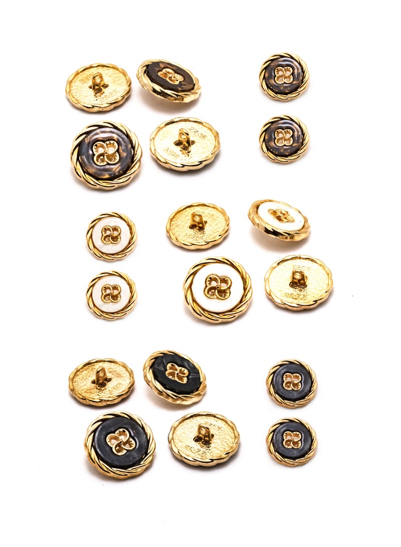 18 Pcs and 2 Sizes Metal Button Set. Round Shape Gold color Borders and Best Looking Shape, (Gold + Brown)  - Image 2