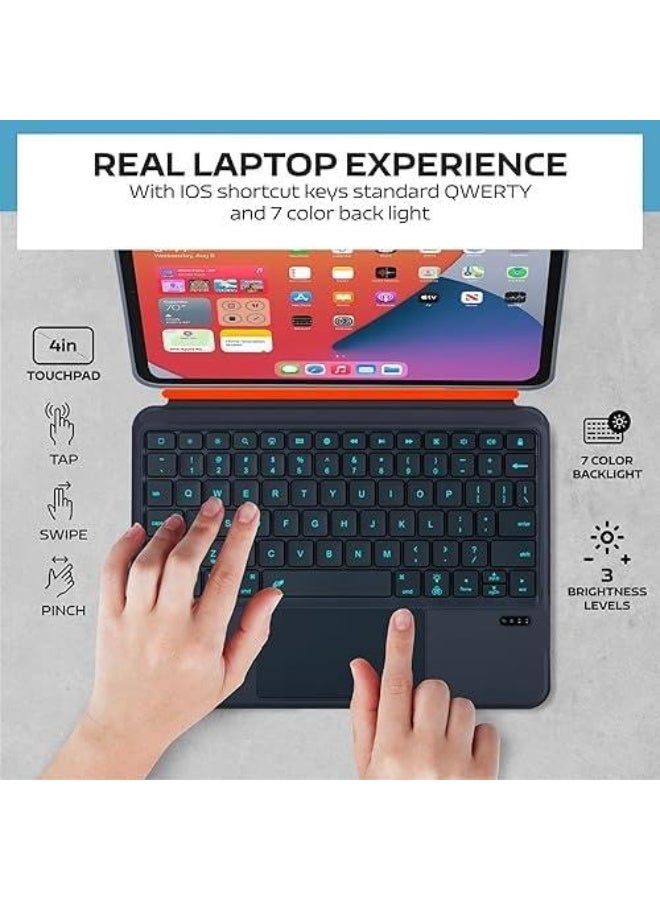 Kickstand Combo Keyboard case for iPad air 11 (m2\m3)\air (4-5)10.9-11(A16) iPad pro 11(1-4)Gen with 7-Colors Backlight, Magic Trackpad, Writing/Viewing Grey - Image 4