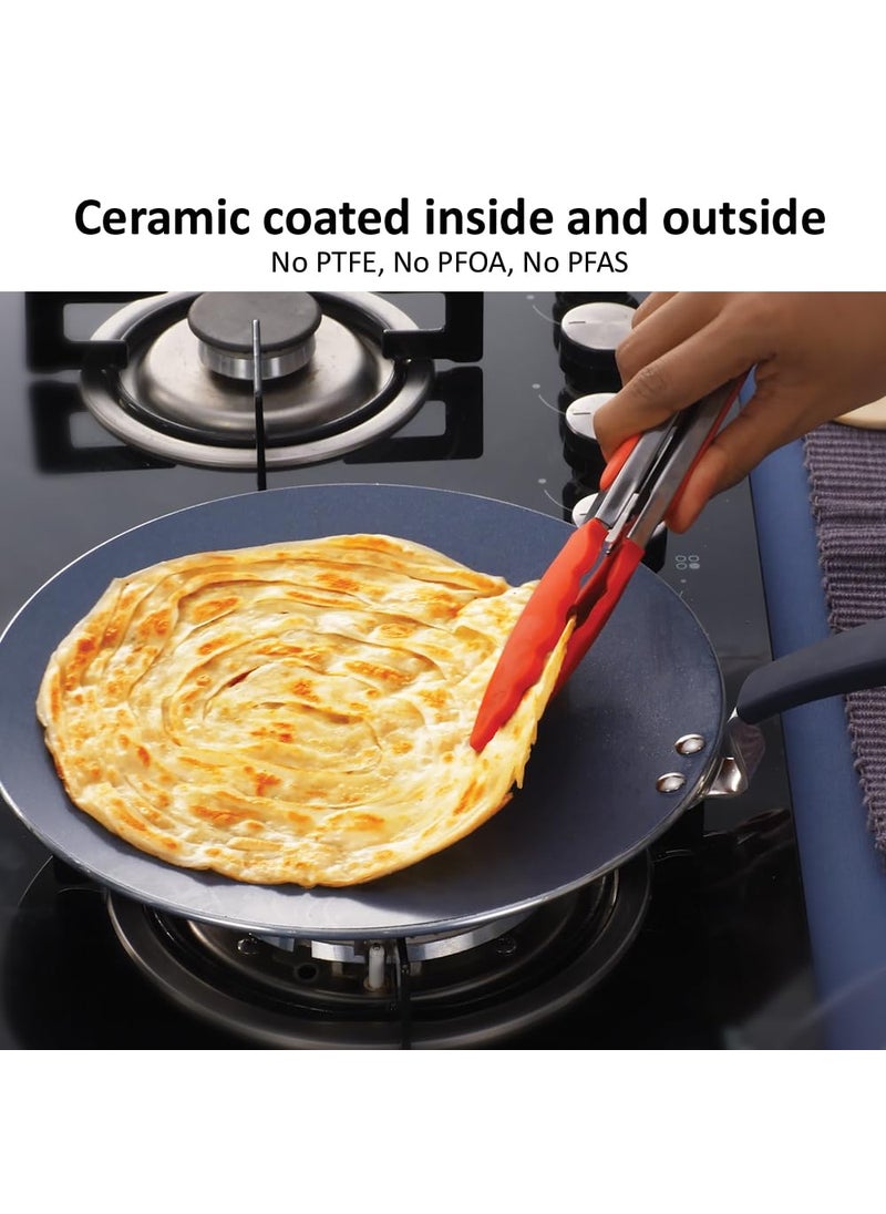 Hawkins Hawkins Ceramic Nonstick 3-Piece Kitchen Gift Set - 1.75 L Deep Kadhai, 16 cm Frying Pan and 24 cm Tava, Grey (24ICGP)  - Image 4