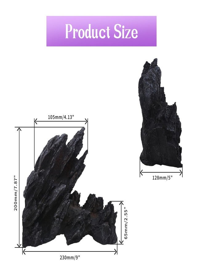 Saim Large Aquarium Decorations Artificial Resin Jagged Canyon Rock, Mountain Hill View Stone Ornament for Betta Cichlids Hideaway, Pleco, Goldfish - Image 2