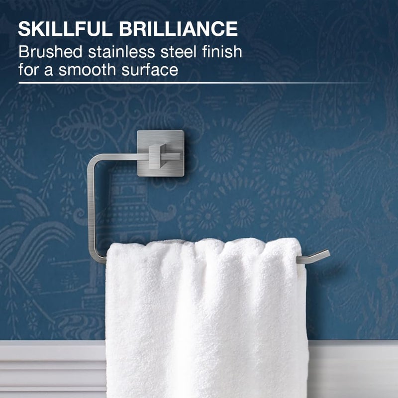 Kohler Kohler Towel Ring, SS304 Stainless Steel, 2 Years Warranty, Brushed Steel Finish, 22.1cm x 6.25cm x 12.1cm LBH, Easy to use Ergonomic Design  - Image 2
