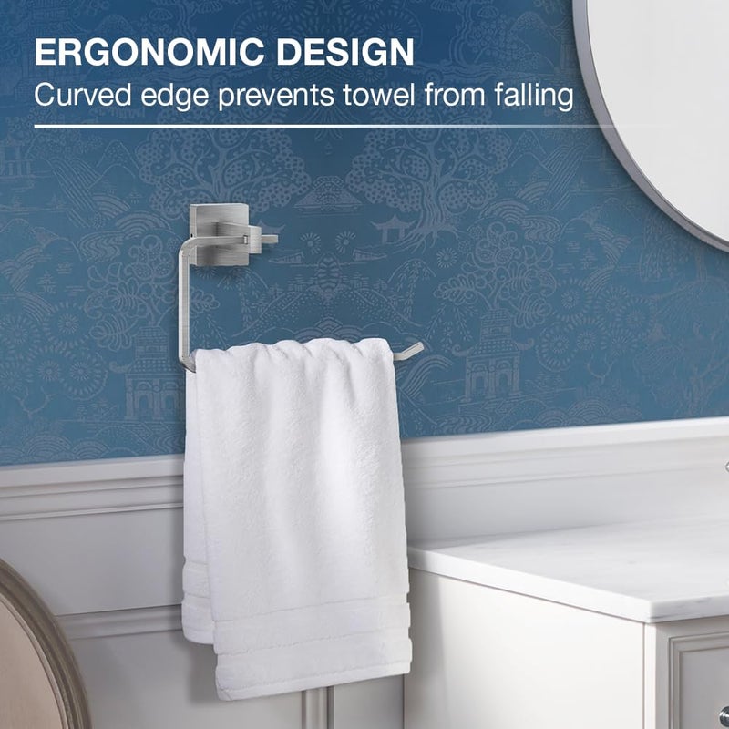 Kohler Kohler Towel Ring, SS304 Stainless Steel, 2 Years Warranty, Brushed Steel Finish, 22.1cm x 6.25cm x 12.1cm LBH, Easy to use Ergonomic Design  - Image 3