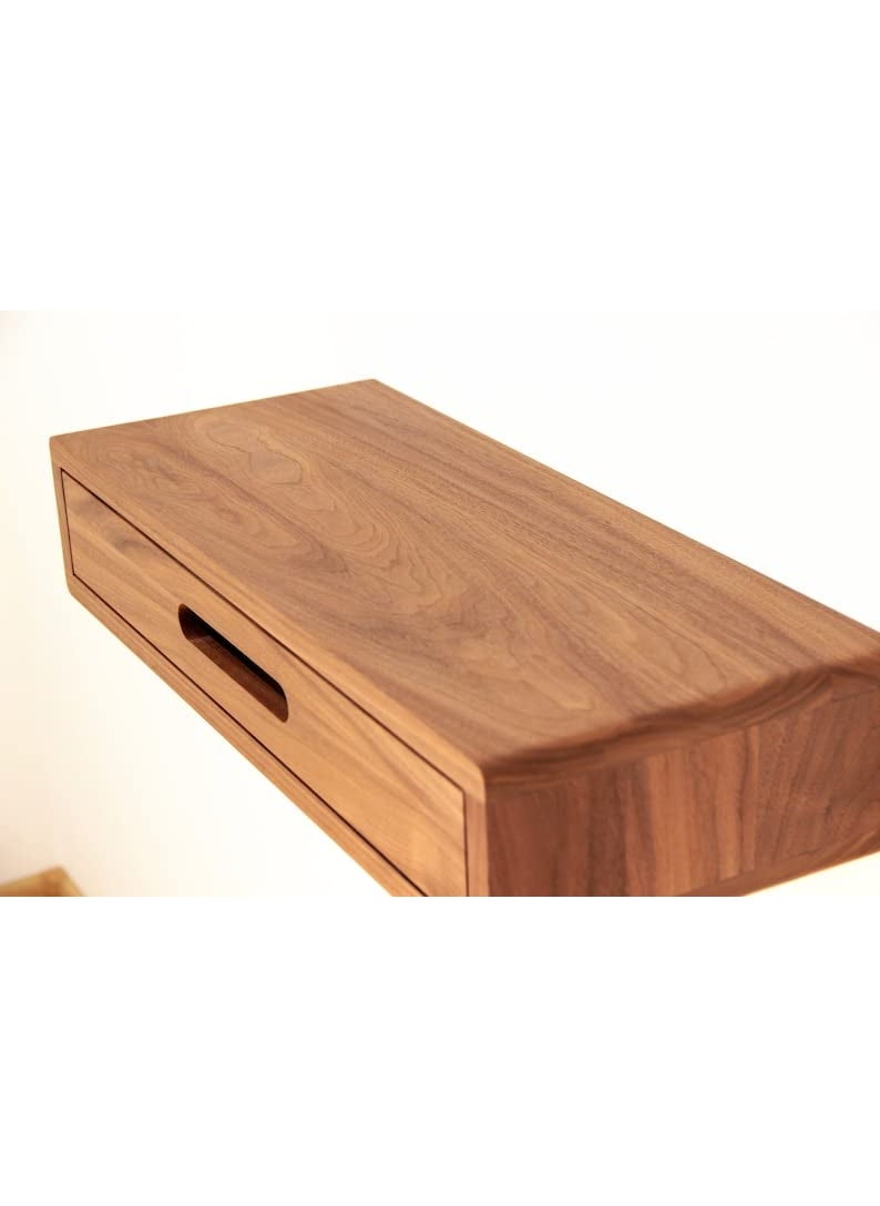 Umark umark Solid Wood Floating nightstand with Drawer and Shelf mid Century Bedside Table mid Century Modern End Table nightstand for BedroomLivingroom  - Image 5