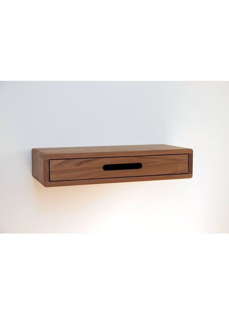 Umark umark Solid Wood Floating nightstand with Drawer and Shelf mid Century Bedside Table mid Century Modern End Table nightstand for BedroomLivingroom  - Image 4