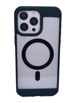 Magnetic transparent iPhone 15 Pro Max case supports MagSafe charging  for iPhone 15 Pro Max -Green