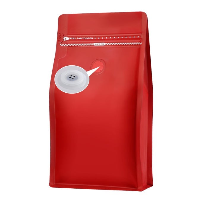 COFFEE BAGS WITH VALVE50PCS12OZ RED HIGH BARRIER ALUMINUMED FOIL FLAT BOTTOM STANDING COFFEE BEANS STORAGE BAGSREUSABLE HEAT SEALABLE SIDE ZIPPER POUCHES FOR HOME OR STORE