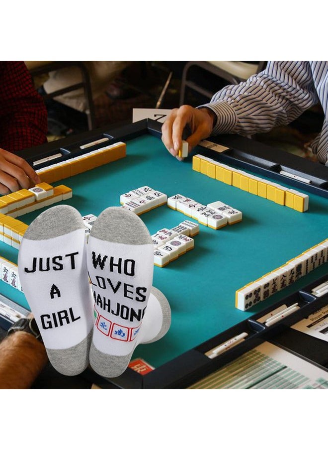 JXGZSO - Lucky Mah Jongg Socks Just A Girl Who Loves Mahjong Just A Girl Who Loves Mahjong Mahjong Lover Gift - Image 1