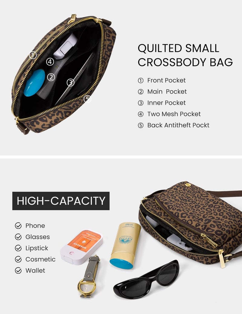 MEXS Everywhere Crossbody Bag 2L Metal Hardware, Casual Crossbody Bags for Women Travel Purse Shoulder Handbags Wallet (Brown Leopard) - Image 4