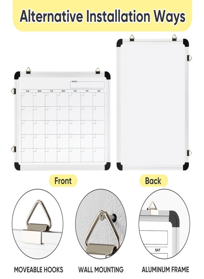 VUSIGN Monthly Dry Erase Calendar Whiteboard for Wall, 16" X 12" Double-Sided Board, Hanging Whiteboard Dry Erase for Office, Desk, Kitchen, Dorm, Silver - Image 2