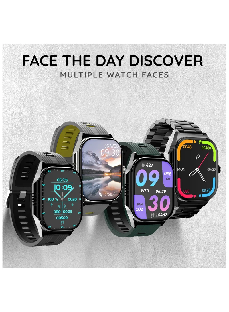 بيبل ساعة ذكية Alive مقاس 1.99 بوصة دائمًا على شاشة Amoled بحزام معدني، إخطار سريع، شحن مغناطيسي، مقاومة للماء IP67، مكالمات BT، جناح صحي، وضع رياضي متعدد، مساعدة صوتية بالذكاء الاصطناعي، أسود كلاسيكي