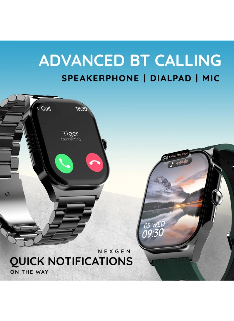 Pebble Alive 1.99" Always on Amoled Display Metal Strap Smartwatch, Quick Notification, Magnetic Charging, IP67 Water Resistance, BT Calling, Health Suite, Multisport Mode, AI Voice Assistance, Classic Black