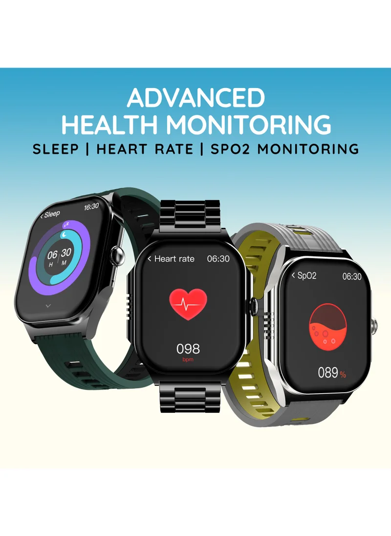 Pebble Alive 1.99" Always on Amoled Display Metal Strap Smartwatch, Quick Notification, Magnetic Charging, IP67 Water Resistance, BT Calling, Health Suite, Multisport Mode, AI Voice Assistance, Classic Black