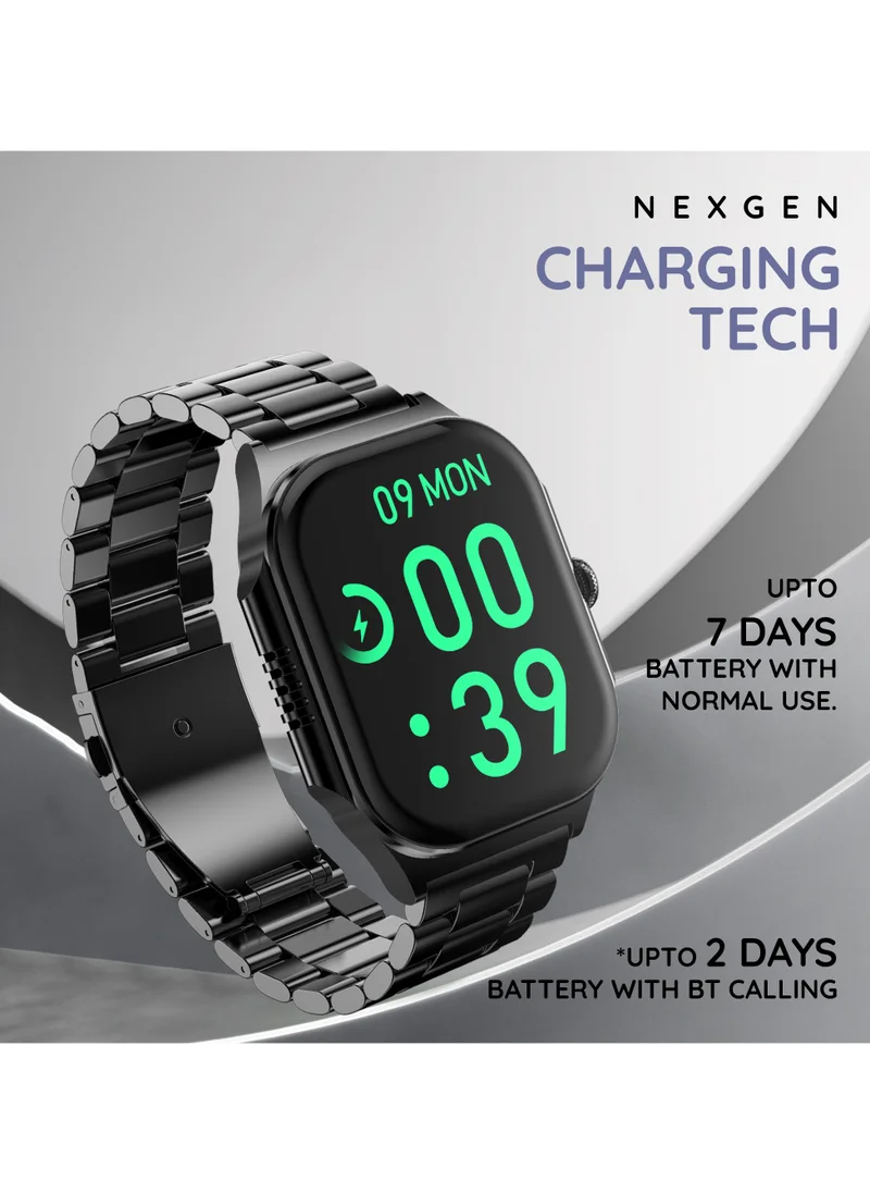 Pebble Alive 1.99" Always on Amoled Display Metal Strap Smartwatch, Quick Notification, Magnetic Charging, IP67 Water Resistance, BT Calling, Health Suite, Multisport Mode, AI Voice Assistance, Classic Black
