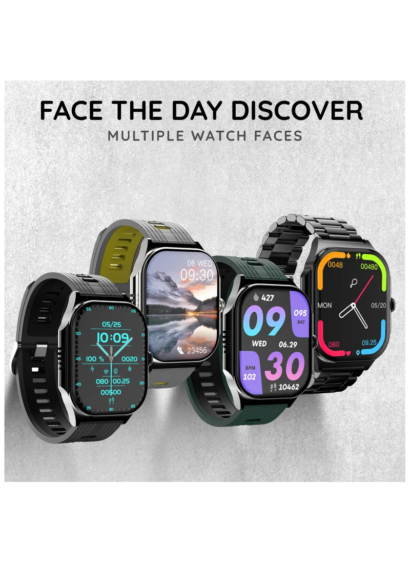 Pebble Alive 1.99" Always on Amoled Display Metal Strap Smartwatch, Quick Notification, Magnetic Charging, IP67 Water Resistance, BT Calling, Health Suite, Multisport Mode, AI Voice Assistance, Classic Black