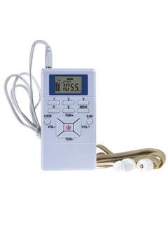 FM Stereo Radio Receiver LCD Display With Headphone V392 White/Blue