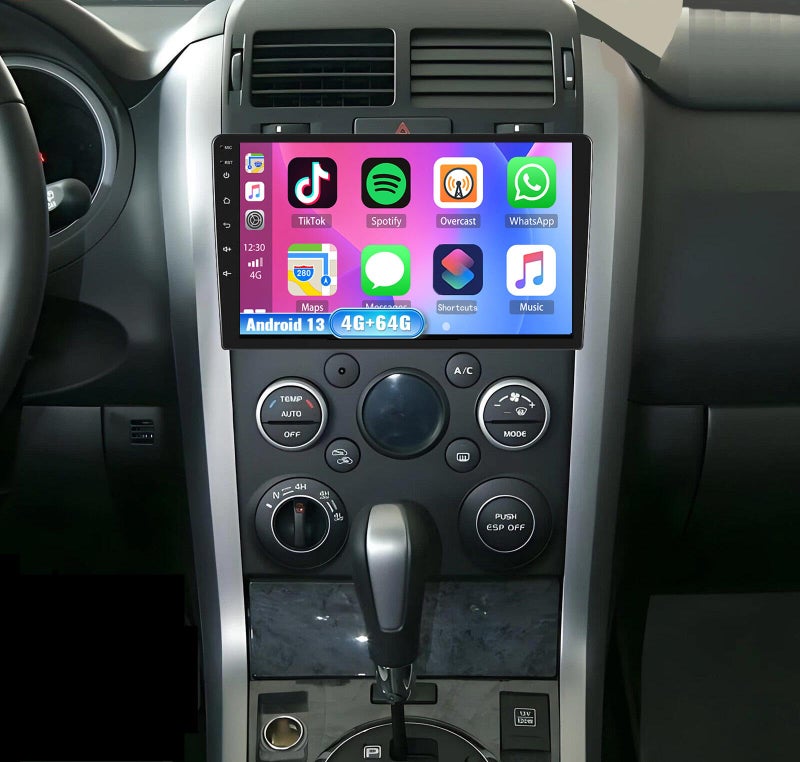 Surakey Android13 Radio Car Stereo Compatible for Suzuki Grand Vitara 2005 2006 2007 2008 2009 2010 2011 2012 2013 2014 2015, 4+64GB 9'' Touch Screen with Carplay Wireless Android Auto GPS Navi w/Cam - Image 1