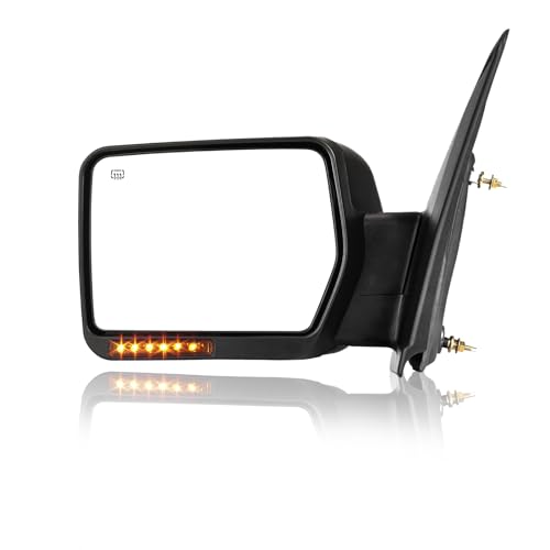 Perfit Zone Power Heated Towing Mirror Compatible with 2007-2014 F150, Power Adjustable Mirror with Amber Signal and Puddle Light, Left Driver Side Tow Mirror Replacement Black - Image 1