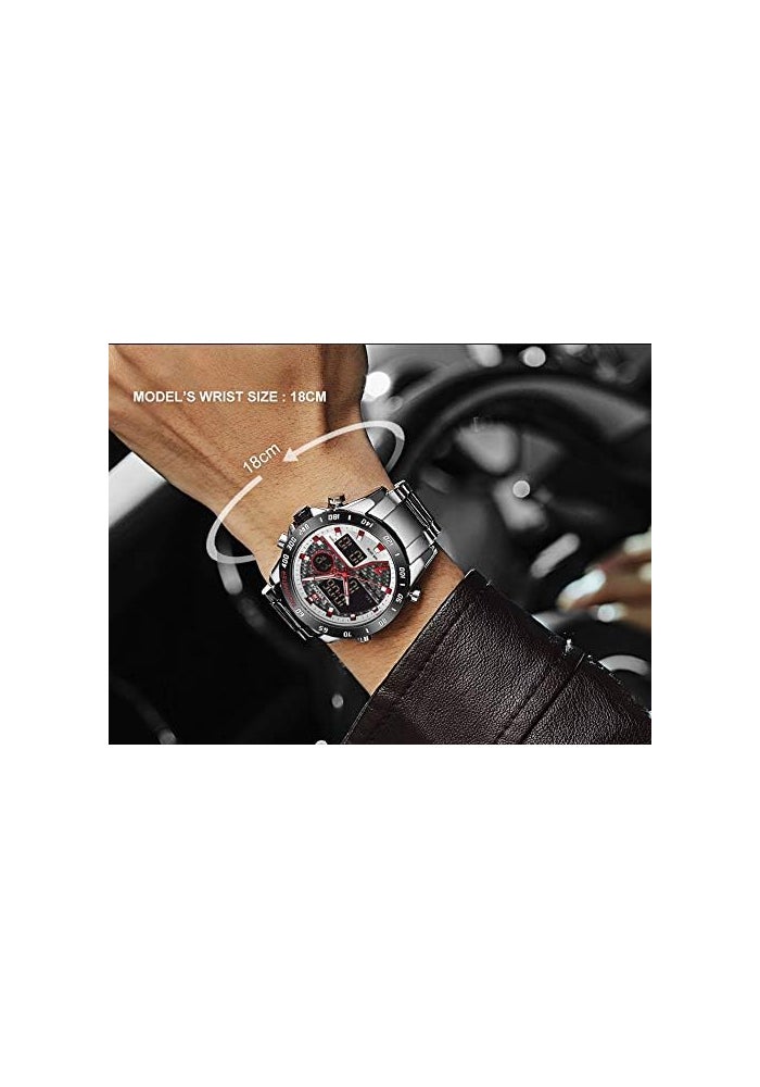 Naviforce Men's Multifunction Waterproof Sport Analog Digital Quartz Watch with Chronograph and Dual Time Alarm - Image 2
