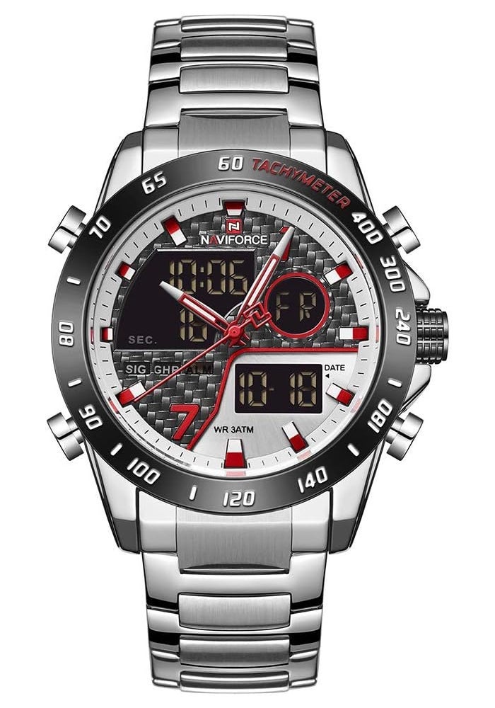 Naviforce Men's Multifunction Waterproof Sport Analog Digital Quartz Watch with Chronograph and Dual Time Alarm - Image 1