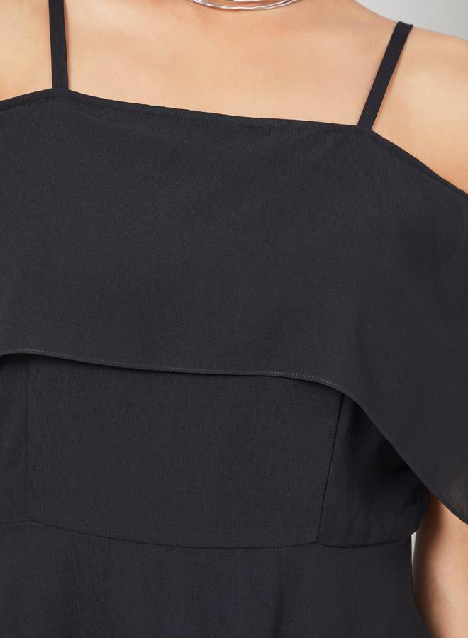 Styli Black Overlay Midi Dress  - Image 3