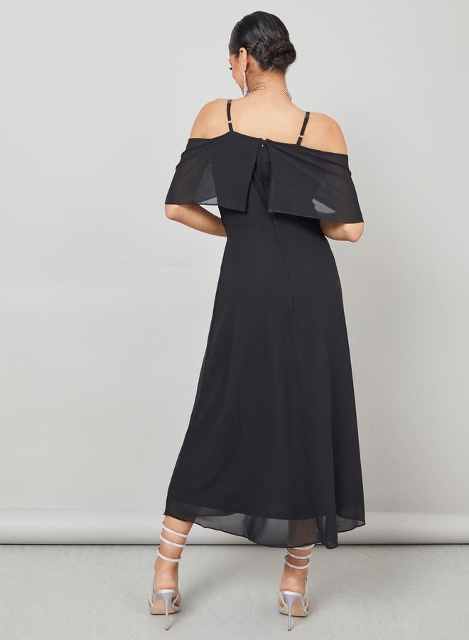 Styli Black Overlay Midi Dress  - Image 4