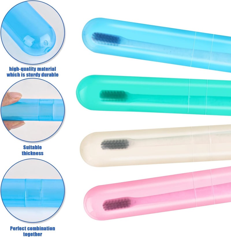 4 Pack Toothbrush Cases Travel Toothbrush Holder Portable Toothbrush Container Case Plastic Toothbrush Carrier Cover Case for Traveling, Bathroom, School, Home, Camping - Image 2