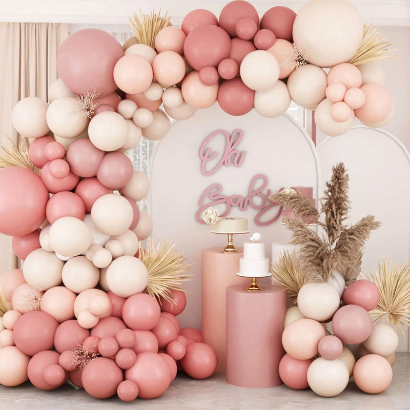 FengRise Retro Blush Pink Balloon Arch KitDusty Pink Cream Peach White Sand Balloon GarlandBoho Pastel Pink Balloons Party Decorations for BirthdayBaby ShowerWedding Bridal 109PCS - Image 2