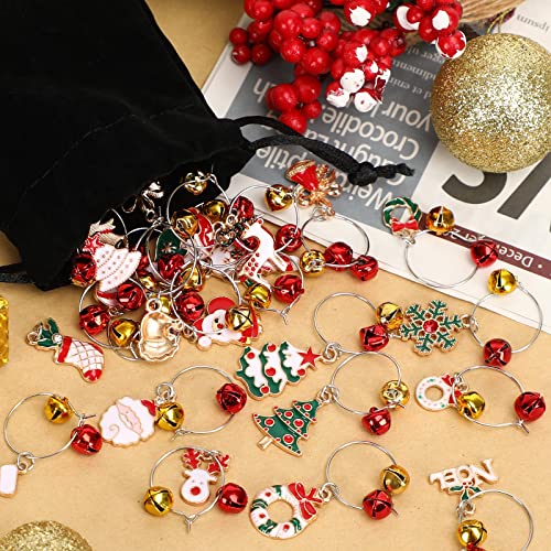 SANNIX 24pcs Christmas Wine Glass Charms - Identification Markers for Stem Glasses, Wine Tasting Party Favors & Holiday Decorations - Image 5