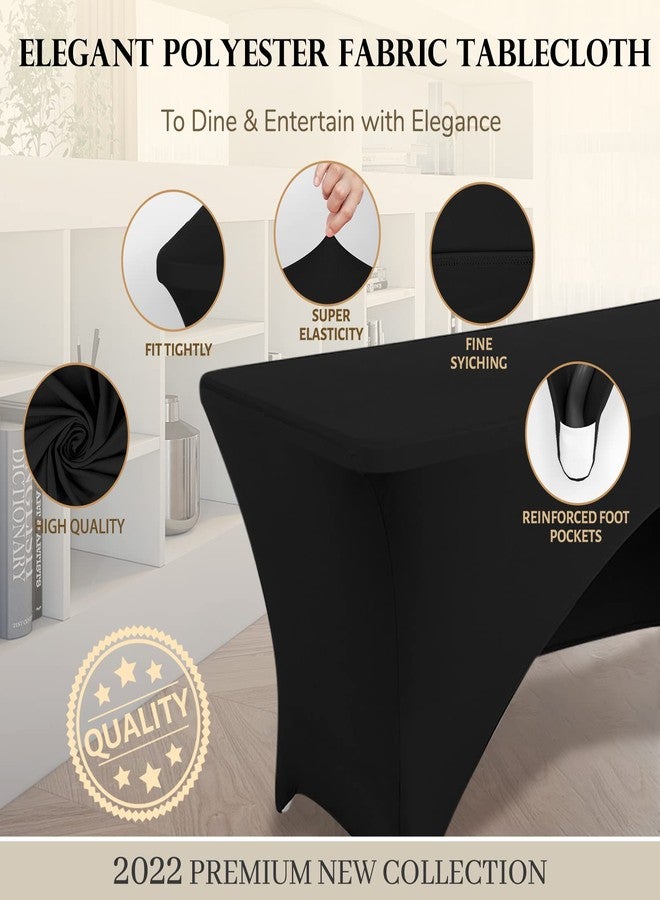Fhberni Spandex Table Cover 6 ft. Fitted Polyester Tablecloth Stretch Table Cover Table Topper Open Back - Black - Image 3