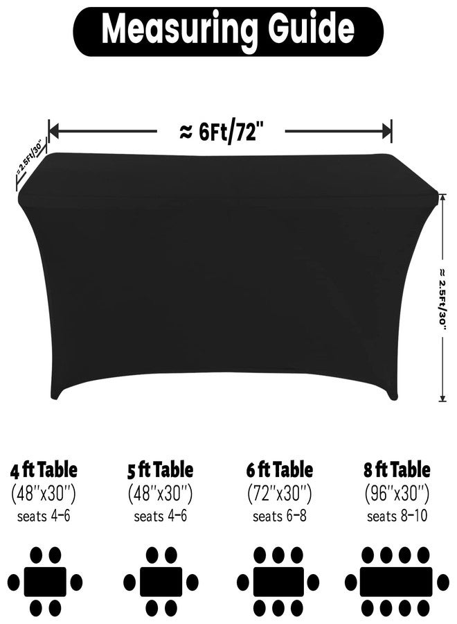 Fhberni Spandex Table Cover 6 ft. Fitted Polyester Tablecloth Stretch Table Cover Table Topper Open Back - Black - Image 5