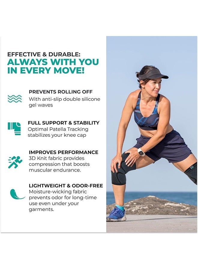 كوانتوم حذاء ضغط الركبة للرجال والنساء - حذاء دعم ركبة ضغط - حذاء ضغط لركبة لتخفيف ألم عضلة الفخذ عند التمارين الرياضية مثل الجري وركوب الدراجات (أسود) - Image 5