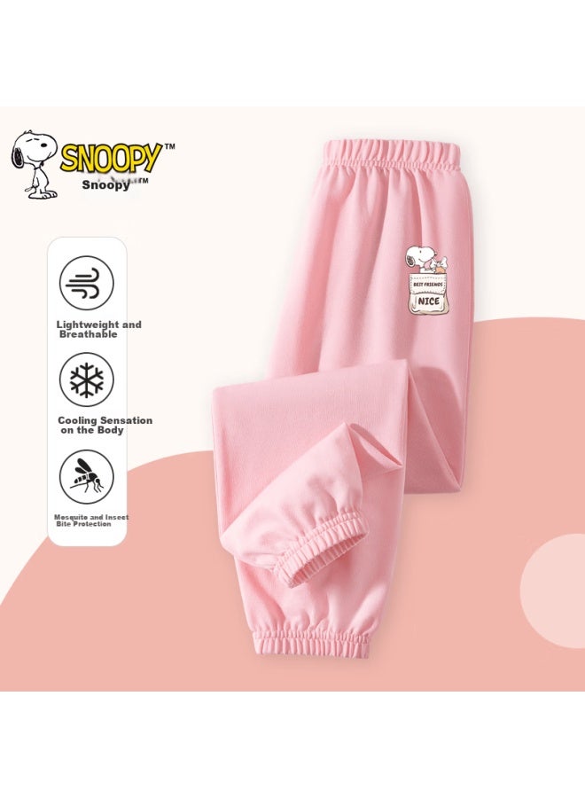 Snoopy Girls' Lightweight Summer Anti-mosquito Breathable Sports Pants For Kids