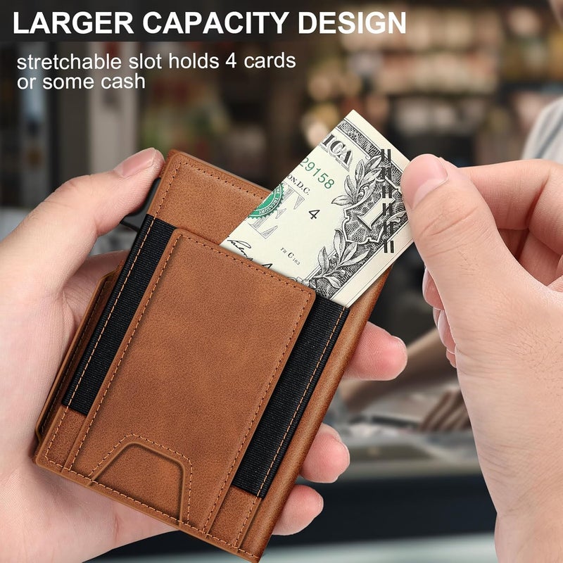 SEMORID Wallet for Men Wallet with Slim Pop Up Card Holder 9-13 Cards, Bifold Minimalist Smart Wallet RFID Blocking Credit Card Holder with ID Window & Stretchable Cash Slot (Black), Brown, Standard - Image 4