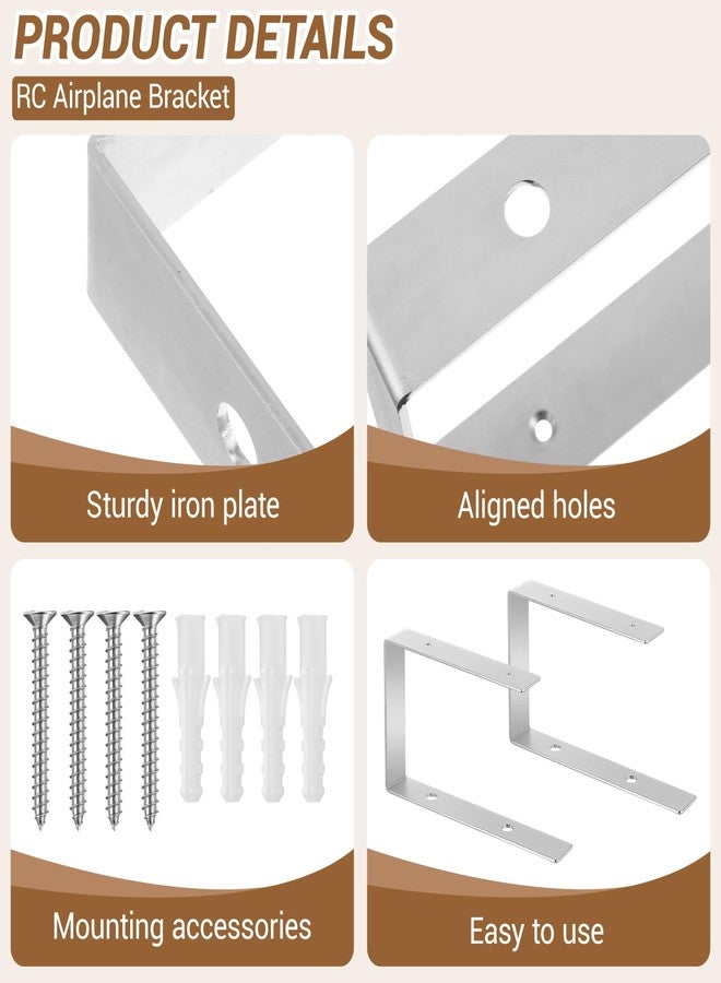 LEIFIDE 1 Pair Rc Plane Stand Wall Mount, Heavy Duty Metal Hanger Holder for Small & Medium Rc Airplane Models - Space-Saving Storage with Adjustable Arms (Includes Screw Accessories) - Image 4