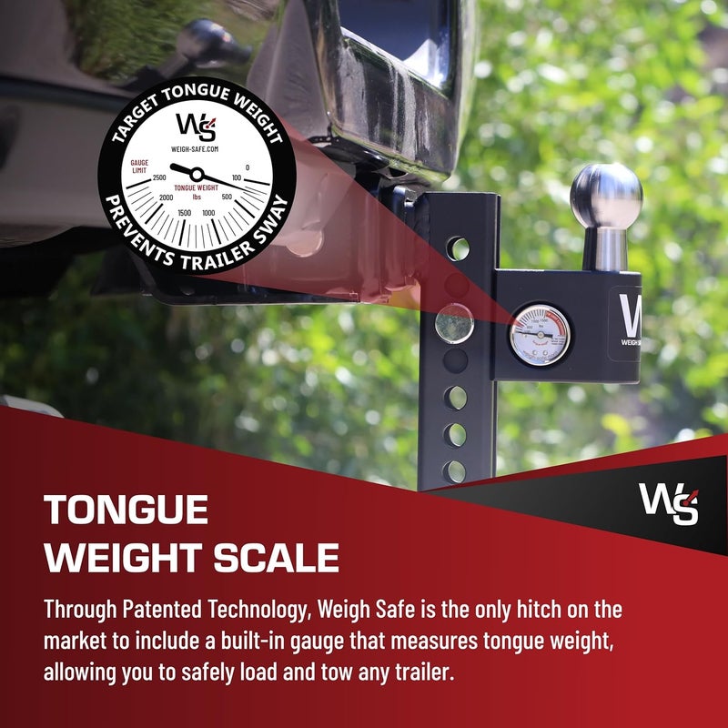 Weigh Safe Aero Hitch - Adjustable Trailer Hitch Ball Mount with Built-in Weight Scale, 4" Drop for 2" Receiver, 12,500 lbs GTW - Image 3