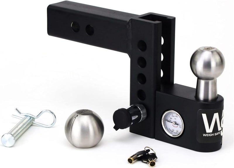Weigh Safe Aero Hitch - Adjustable Trailer Hitch Ball Mount with Built-in Weight Scale, 4" Drop for 2" Receiver, 12,500 lbs GTW - Image 1