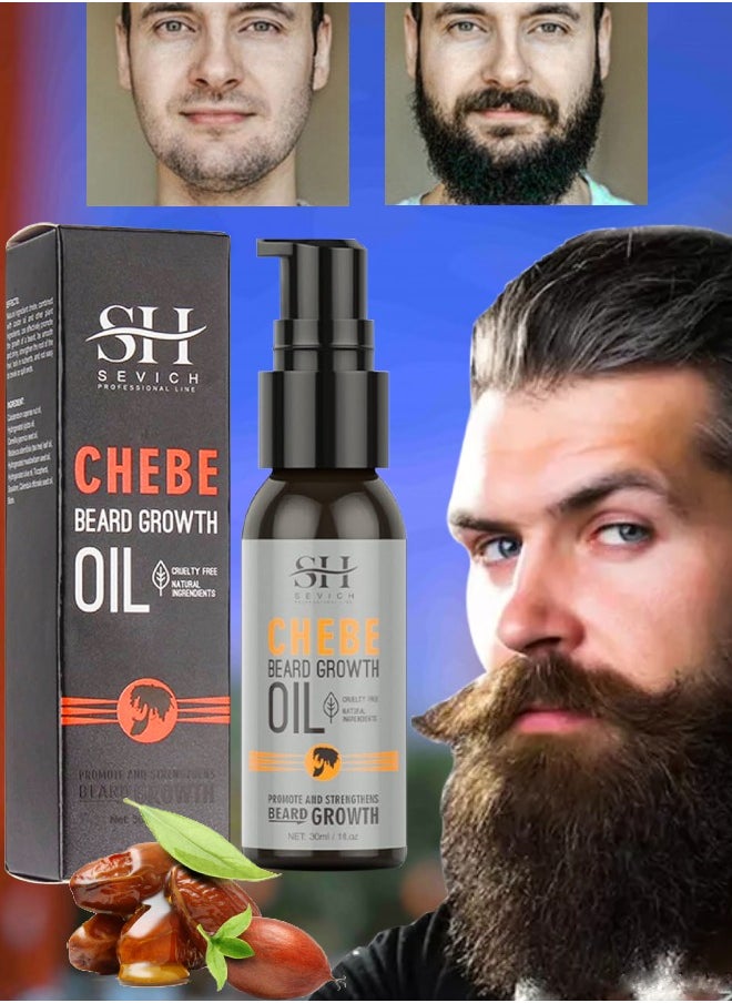 Sevich Chebe Beard Growth Oil Natural Chebe Beard Oil African Chebe Powder Serum Oil Beard Loss Treatments Repair Damaged Beard Moisturize Beard Hair Regrowth Treatments Beard Hair Growth Oil 30ml  - Image 1